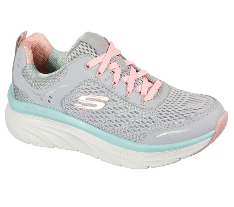 Skechers Dam Grå/Korall Sneakers - Relaxed Fit: D'lux Walker - Infinite Motion - Sverige (NKWGA-3750